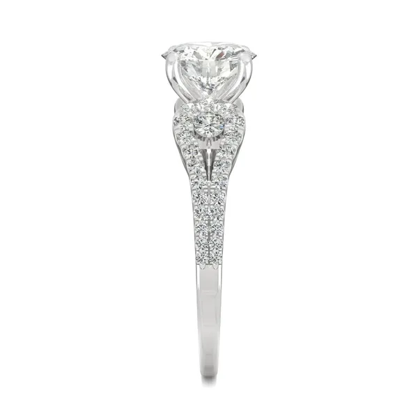 2.18 CTW DEW Round Forever One Moissanite Love Knot Engagement Ring in 14K White Gold