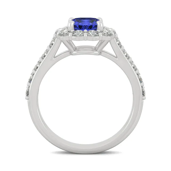 Sapphire Cushion Halo Ring