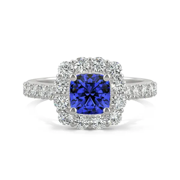 Sapphire Cushion Halo Ring
