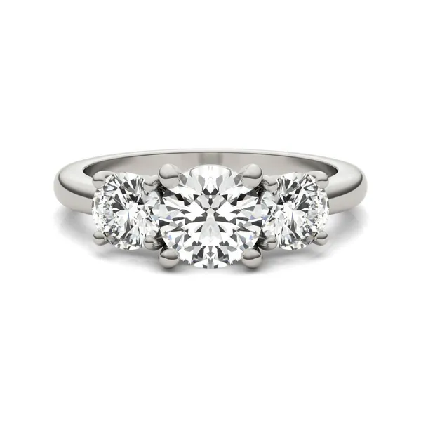 2 CTW Round Caydia Lab Grown Diamond Classic Three Stone Engagement Ring in 14K White Gold