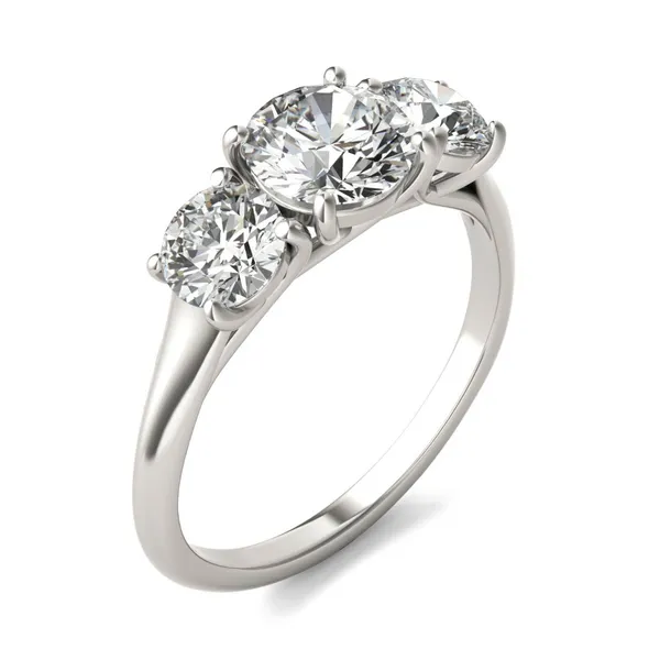 2 CTW Round Caydia Lab Grown Diamond Three Stone Ring 18K White Gold