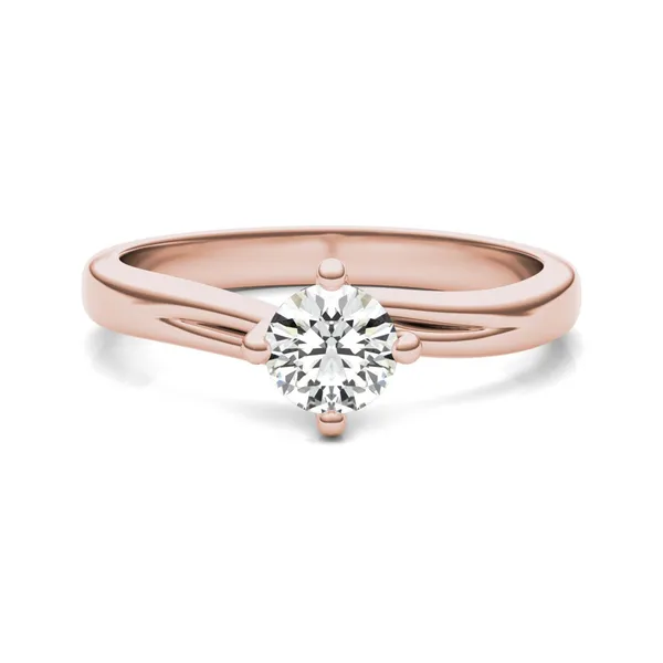 1/2 CTW Round Caydia Lab Grown Diamond Four Prong Twist Solitaire Engagement Ring 14K Rose Gold