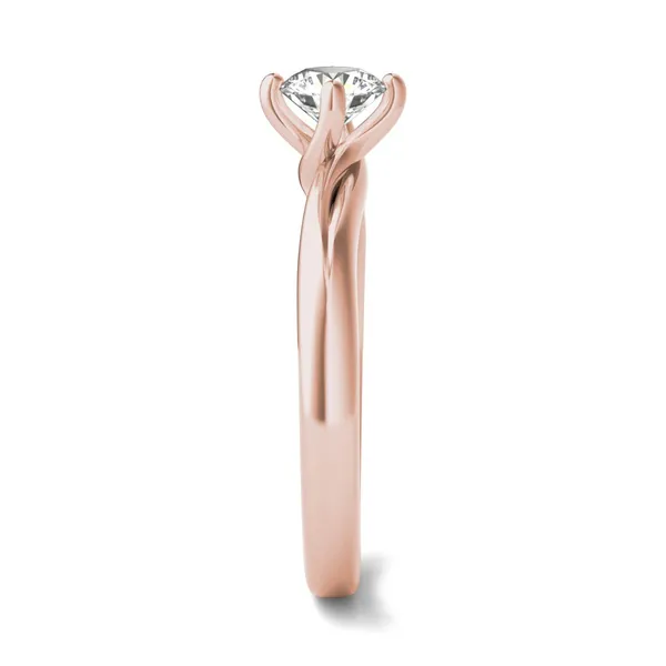 1/2 CTW Round Caydia Lab Grown Diamond Four Prong Twist Solitaire Engagement Ring 14K Rose Gold