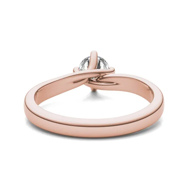 1/2 CTW Round Caydia Lab Grown Diamond Four Prong Twist Solitaire Engagement Ring 14K Rose Gold