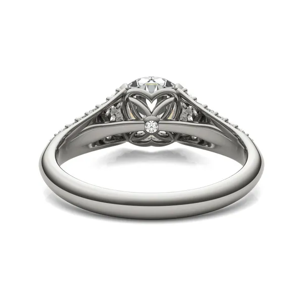2 CTW Round Caydia Lab Grown Diamond Signature Half Bezel Pave Engagement Ring 18K White Gold