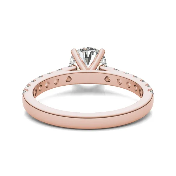 1 CTW Round Caydia Lab Grown Diamond Solitaire with Side Accents Engagement Ring 18K Rose Gold