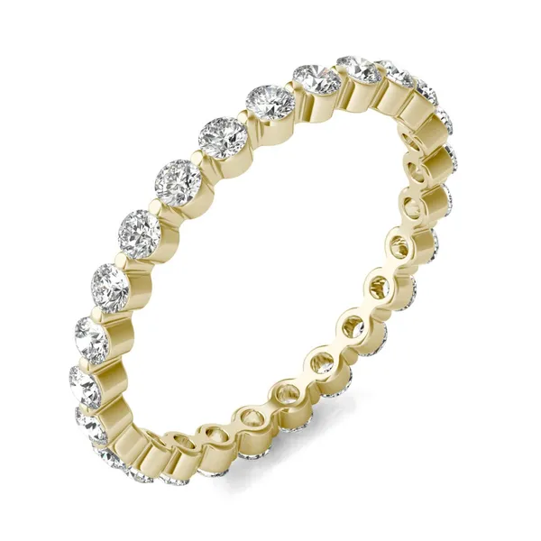 3/4 CTW Round Caydia Lab Grown Diamond Single Prong Eternity Band 18K Yellow Gold
