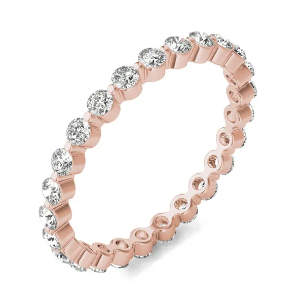 3/4 CTW Round Caydia Lab Grown Diamond Single Prong Eternity Band 18K Rose Gold