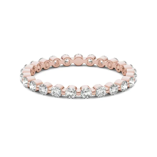 3/4 CTW Round Caydia Lab Grown Diamond Single Prong Eternity Band 18K Rose Gold