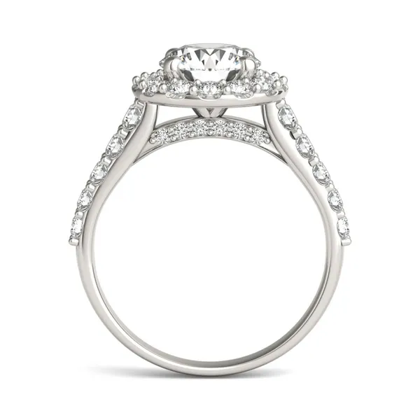 2 1/2 CTW Round Caydia Lab Grown Diamond Shared Prong Halo Engagement Ring 18K White Gold