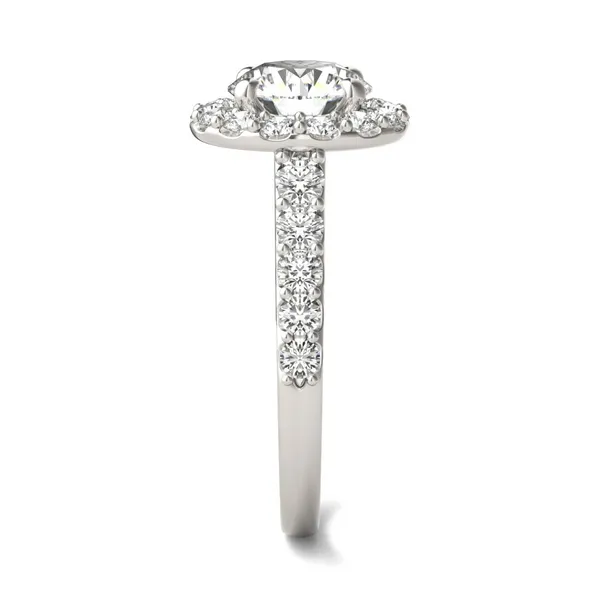 2 1/2 CTW Round Caydia Lab Grown Diamond Shared Prong Halo Engagement Ring 18K White Gold