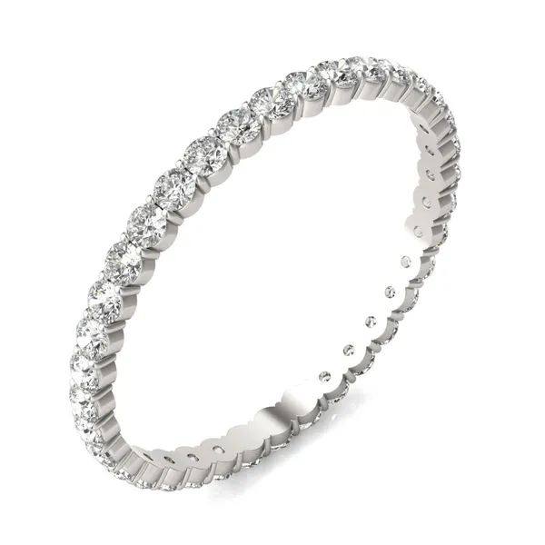 1/2 CTW Round Caydia Lab Grown Diamond Scallop Edge Eternity Band 18K White Gold