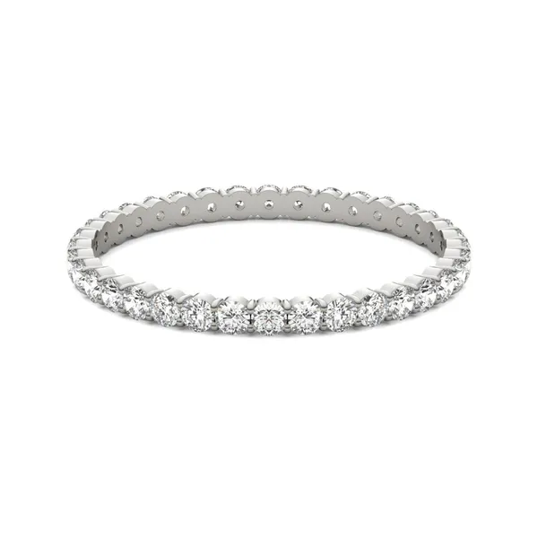 1/2 CTW Round Caydia Lab Grown Diamond Scallop Edge Eternity Band 18K White Gold