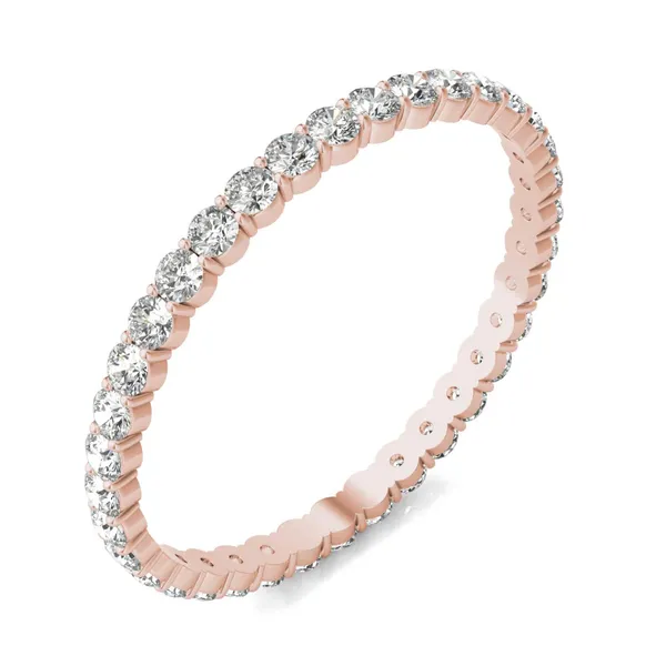 1/2 CTW Round Caydia Lab Grown Diamond Scallop Edge Eternity Band 18K Rose Gold