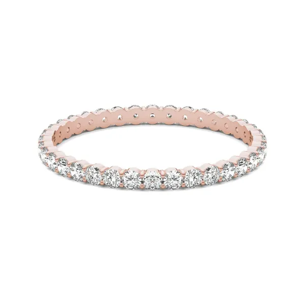 1/2 CTW Round Caydia Lab Grown Diamond Scallop Edge Eternity Band 18K Rose Gold