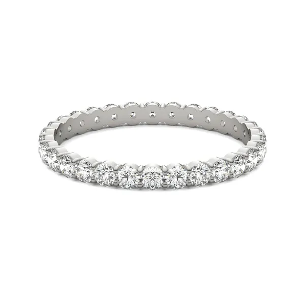 7/8 CTW Round Caydia Lab Grown Diamond Scallop Edge Eternity Band Ring 18K White Gold