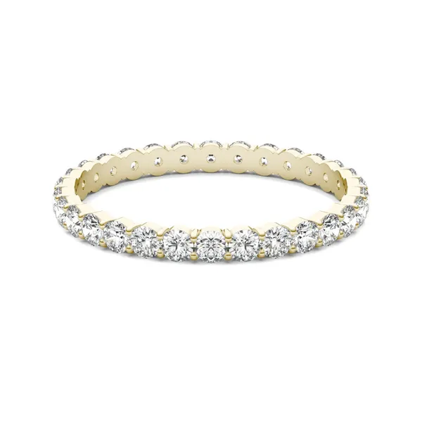 7/8 CTW Round Caydia Lab Grown Diamond Scallop Edge Eternity Band Ring 18K Yellow Gold