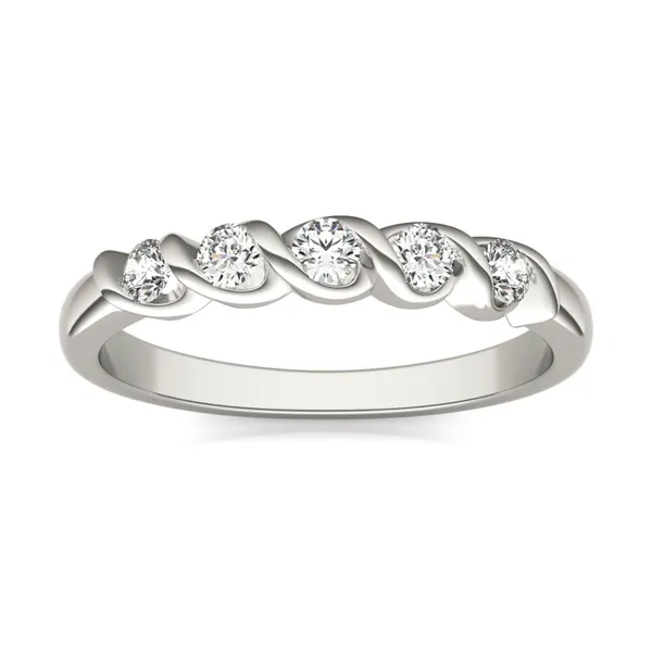 1/4 CTW Round Caydia Lab Grown Diamond Five Stone Twist Anniversary Band 14K White Gold