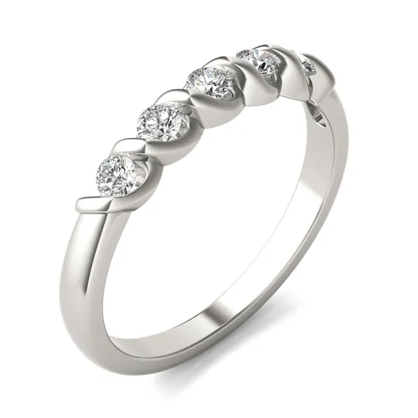 1/4 CTW Round Caydia Lab Grown Diamond Five Stone Twist Anniversary Band 14K White Gold