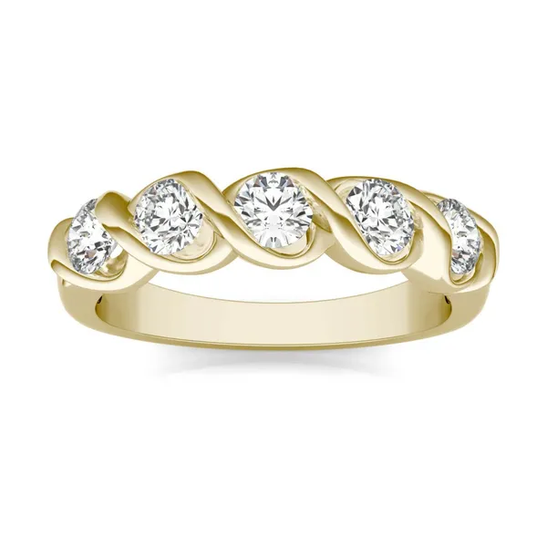 1/2 CTW Round Caydia Lab Grown Diamond Five Stone Twist Anniversary Band 14K Yellow Gold