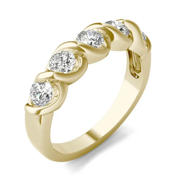 1/2 CTW Round Caydia Lab Grown Diamond Five Stone Twist Anniversary Band 14K Yellow Gold