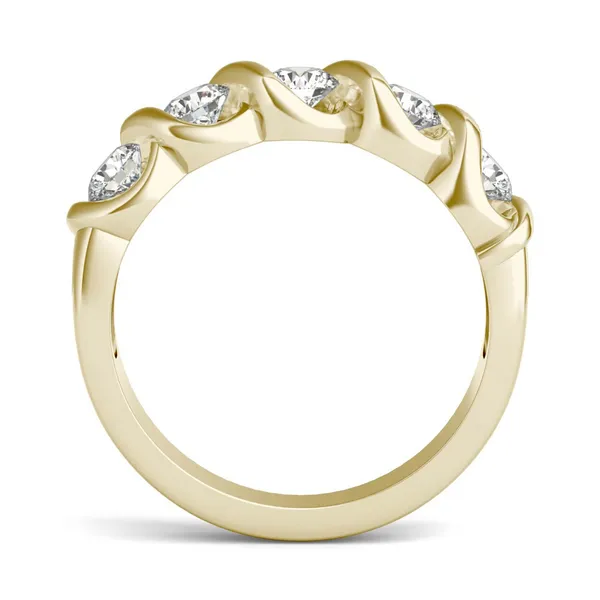 1/2 CTW Round Caydia Lab Grown Diamond Five Stone Twist Anniversary Band 14K Yellow Gold