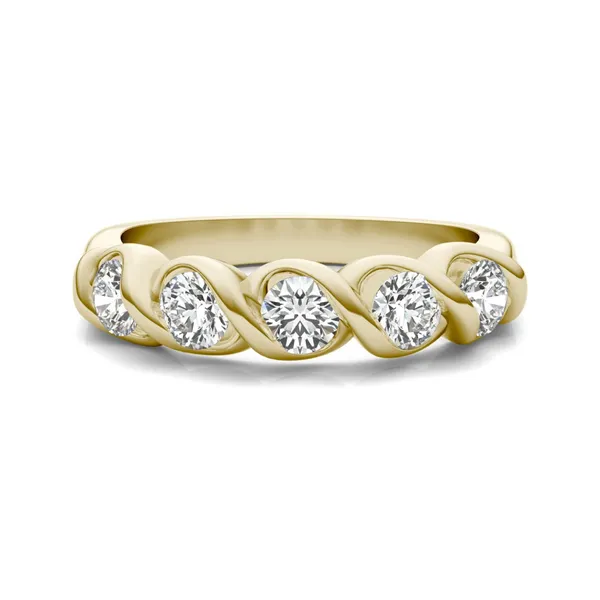 1/2 CTW Round Caydia Lab Grown Diamond Five Stone Twist Anniversary Band 14K Yellow Gold
