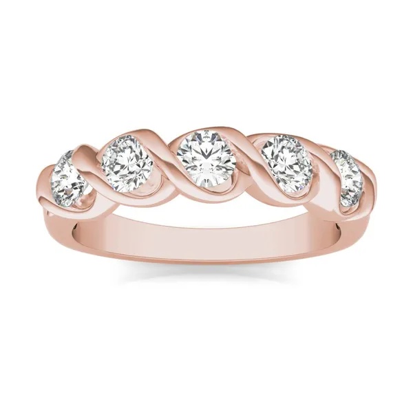 1/2 CTW Round Caydia Lab Grown Diamond Five Stone Twist Anniversary Band 14K Rose Gold