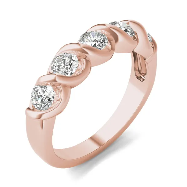 1/2 CTW Round Caydia Lab Grown Diamond Five Stone Twist Anniversary Band 14K Rose Gold