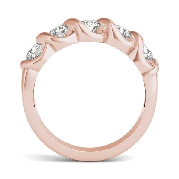 1/2 CTW Round Caydia Lab Grown Diamond Five Stone Twist Anniversary Band 14K Rose Gold