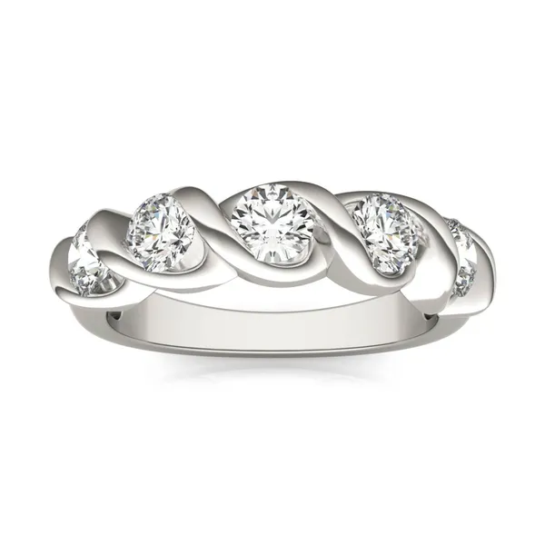 1 1/4 CTW Round Caydia Lab Grown Diamond Five Stone Twist Anniversary Band 14K White Gold