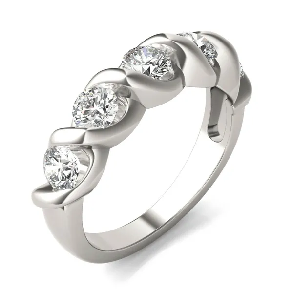 1 1/4 CTW Round Caydia Lab Grown Diamond Five Stone Twist Anniversary Band 18K White Gold