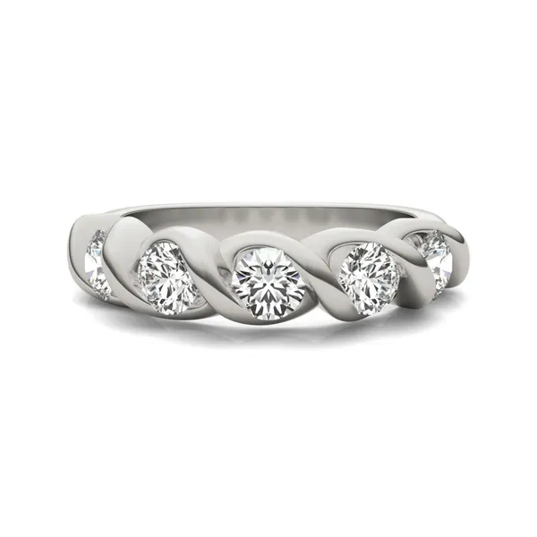 1 1/4 CTW Round Caydia Lab Grown Diamond Five Stone Twist Anniversary Band 14K White Gold