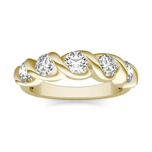 1 1/4 CTW Round Caydia Lab Grown Diamond Five Stone Twist Anniversary Band 18K Yellow Gold
