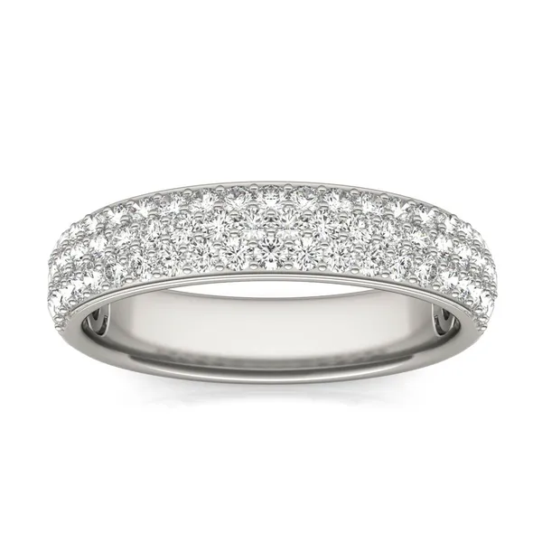 1/2 CTW Round Caydia Lab Grown Diamond Three Row Pave Anniversary Band 18K White Gold