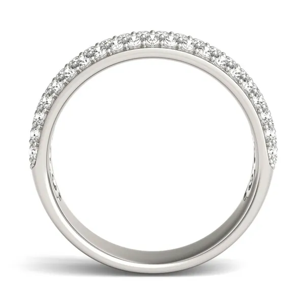 1/2 CTW Round Caydia Lab Grown Diamond Three Row Pave Anniversary Band 18K White Gold