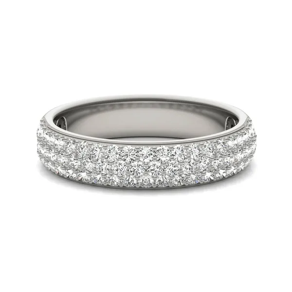 1/2 CTW Round Caydia Lab Grown Diamond Three Row Pave Anniversary Band 18K White Gold