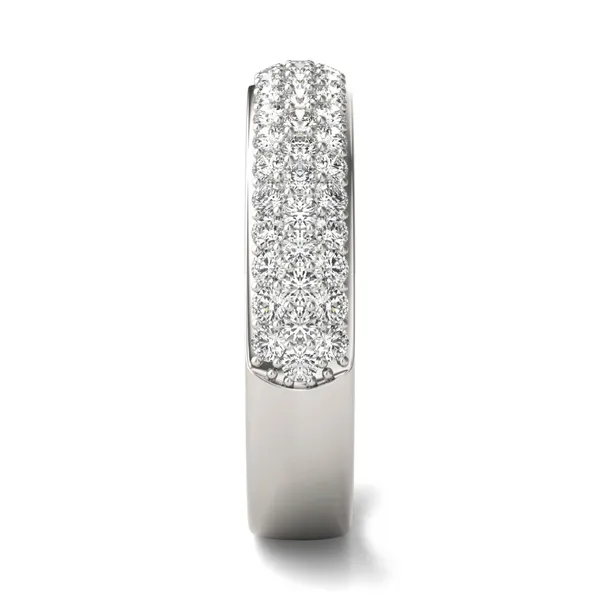 1/2 CTW Round Caydia Lab Grown Diamond Three Row Pave Anniversary Band 18K White Gold
