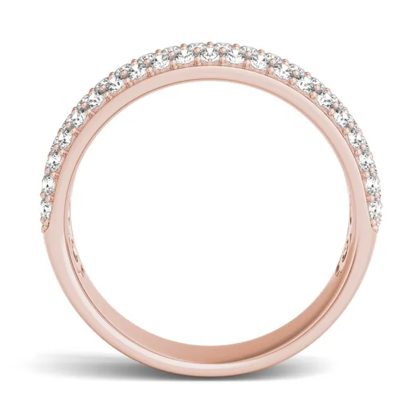 1 CTW Round Caydia Lab Grown Diamond Three Row Pave Anniversary Band 18K Rose Gold