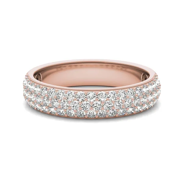 1 CTW Round Caydia Lab Grown Diamond Three Row Pave Anniversary Band 18K Rose Gold