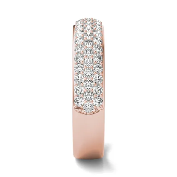 1 CTW Round Caydia Lab Grown Diamond Three Row Pave Anniversary Band 18K Rose Gold