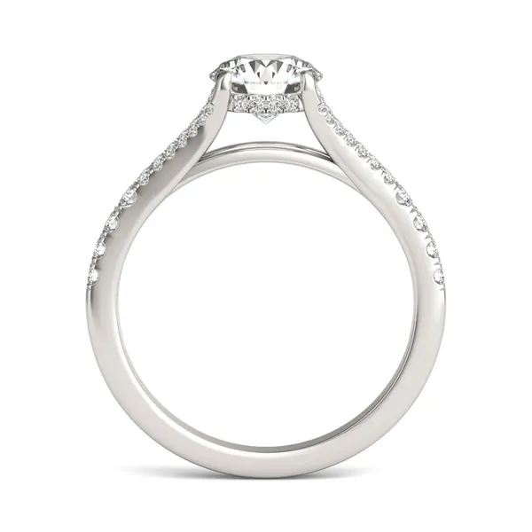 1 1/3 CTW Round Caydia Lab Grown Diamond Split Shank Hidden Halo Ring Platinum