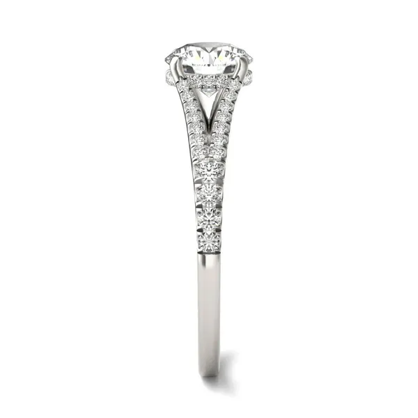 1 1/3 CTW Round Caydia Lab Grown Diamond Split Shank Hidden Halo Ring Platinum