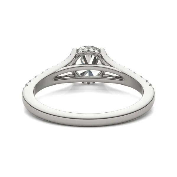 1 1/3 CTW Round Caydia Lab Grown Diamond Split Shank Hidden Halo Ring Platinum