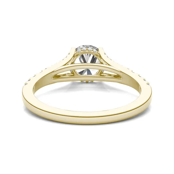 1 1/3 CTW Round Caydia Lab Grown Diamond Split Shank Hidden Halo Ring 14K Yellow Gold
