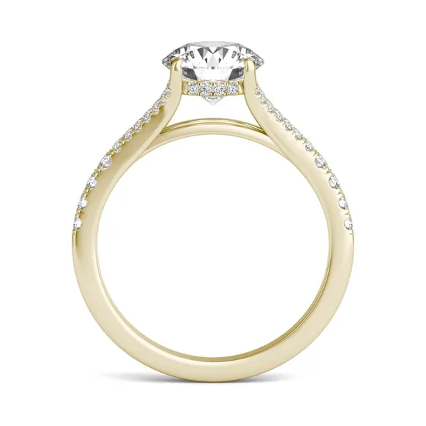 1 7/8 CTW Round Caydia Lab Grown Diamond Split Shank Hidden Halo Ring 14K Yellow Gold