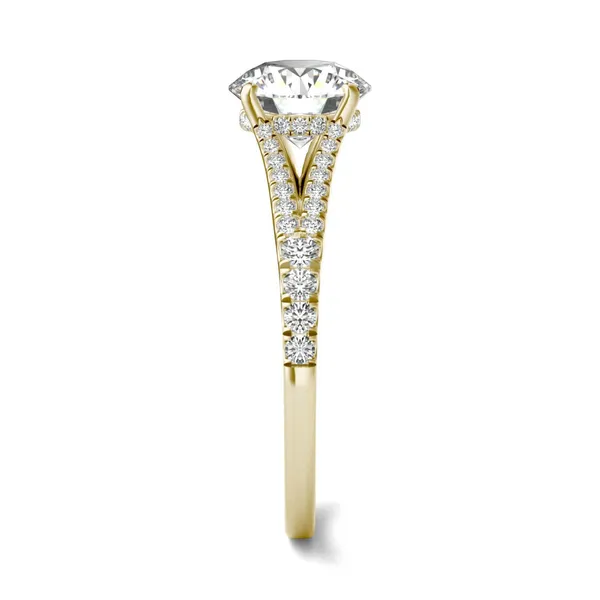 1 7/8 CTW Round Caydia Lab Grown Diamond Split Shank Hidden Halo Ring 14K Yellow Gold