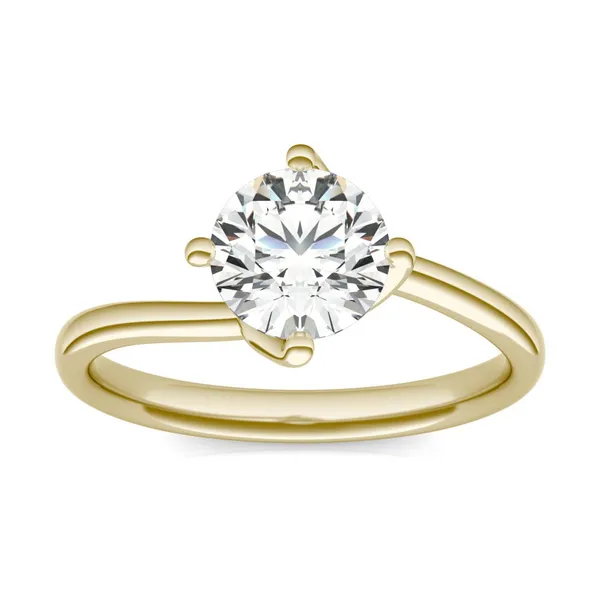 1 CTW Round Caydia Lab Grown Diamond Twisted Gallery Solitaire Engagement Ring 14K Yellow Gold