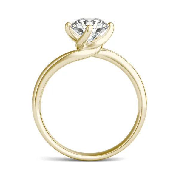 1 CTW Round Caydia Lab Grown Diamond Twisted Gallery Solitaire Engagement Ring 14K Yellow Gold