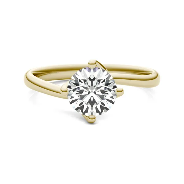 1 CTW Round Caydia Lab Grown Diamond Twisted Gallery Solitaire Engagement Ring 14K Yellow Gold